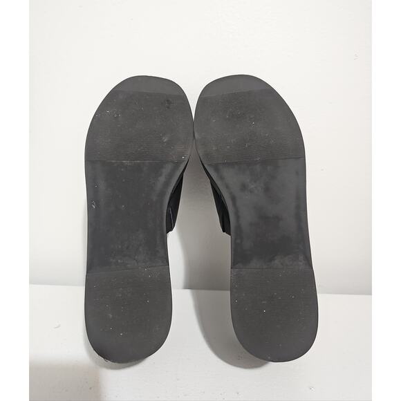 Steve Madden Black Platform Wedge Sandal Womens 7 Slip On Square Toe - Picture 11 of 15